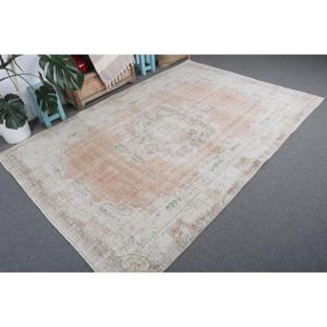 Tapis turc 5,8x8,4 pieds, tapis vintage en laine blanc et marron à pois - Product Image 4