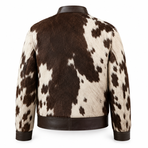 Veste en cuir asymétrique pour homme en peau de vache naturelle, vêtement d'extérieur d'hiver, vêtements sur mesure OEM en gros - Product Image 5