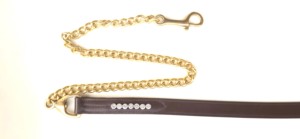 Laisse de spectacle équestre de qualité supérieure en cuir souple avec chaîne robuste et élégante décoration en strass - Product Image 6