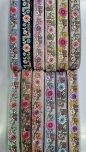 Cintas bordadas a máquina de organza ecológicas con tema indio clásico hechas a medida, cordones, varios diseños, colores para boda - Product Image 3