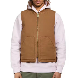 Chaleco de trabajo para hombre de alta calidad, chaqueta de lona de algodón personalizada, ropa exterior informal transpirable para invierno transpirable - Product Image 3