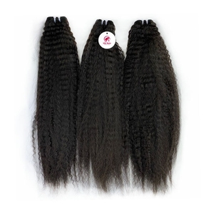 VQ Hair Natural Black Unprocessed Raw Vietnamese Virgin Kinky Straight Machine Doble Trama 100gr Bundles Extensiones de cabello humano - Product Image 1