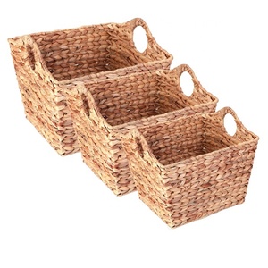 <b>Wicker</b> Woven <b>Basket</b> with Handles Water Hyacinth <b>Baskets</b> <b>Storage</b> Box <b>Wicker</b> Organizer <b>Storage</b> Box Utility Cabinet <b>Basket</b> - Product Image 1