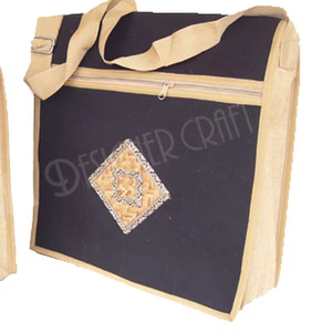 Alta calidad Vintage bohemio yute lienzo patrón geométrico Conferencia compras llevar bolso de hombro logotipo personalizado bolso al por mayor - Product Image 1