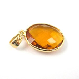 Bezel <b>Pendant</b> With <b>Bail</b> Citrine Quartz Gold Plated Vermeil Bezel <b>Pendant</b> Ready for Necklace Oval Shape <b>Pendant</b> - Product Image 2