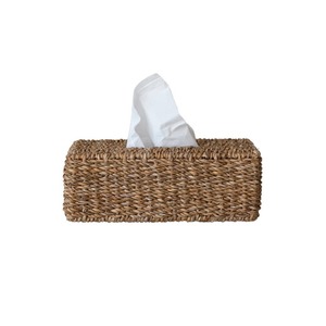 Boîte à mouchoirs en herbe de mer, forme rectangulaire, tissée à la main, brun naturel, décoration de salle de bain, salon, vente en gros, durable, en provenance du Vietnam - Product Image 1