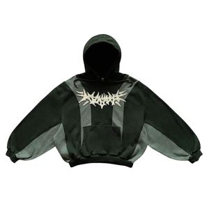 เสื้อฮู้ดแบบสวมหัวมีซิปสีตัดกันของผู้ชายผ้าฝ้าย100% ซักล้างได้เป็นมิตรกับสิ่งแวดล้อม - Product Image 1