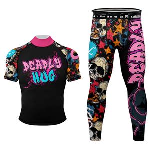 Conjuntos de Rashguard y Shorts de Manga Corta Personalizados con Diseños Modernos, de Poliéster Elástico, para MMA y BJJ, con Cintura Elástica de Goma - Product Image 2