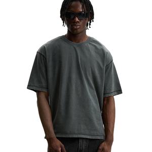 T-Shirt personnalisé surdimensionné pour hommes en détresse lavage à l'acide conception 100% coton été minéral pierre lavé surdimensionné hommes t-shirts - Product Image 1