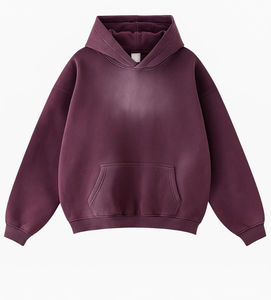 Sudadera Vintage de gran tamaño con capucha 100% de algodón con capucha lavada sin cordón, ropa de calle desteñida por el sol para el invierno - Product Image 1