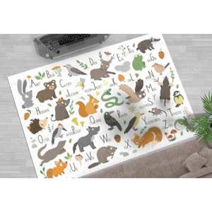 Tapis imprimé vibrant : Tapis de salon, Tapis de chambre d'enfant, Tapis éducatif, Tapis facile à nettoyer, Tapis doux non tissé - Product Image 1