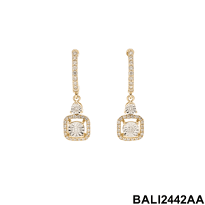 Pendientes de Oro de 14K con Baño de Rodio, Corte Brillante Natural, Lujosos y Simétricos, 3.46 g, Regalo para Mujer, Diamantes a la Moda - Product Image 2