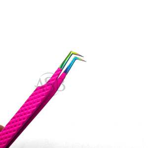 แหนบหนีบขนตา90องศาสีชมพูรุ้งสุดฮอตแหนบสำหรับบูตสแตนเลสพิมพ์โลโก้ออกแบบได้ตามต้องการ - Product Image 3