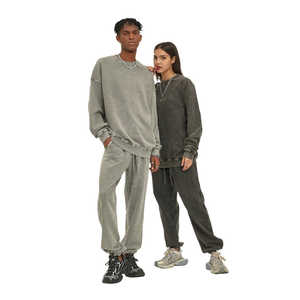 Sweat-shirt col rond unisexe personnalisé, coupe classique, effet vintage délavé, avec logo minimaliste sur le devant, 100 % coton, hiver - Product Image 4