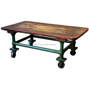 Mesa de centro Vintage de estilo industrial, brida de suelo grande con accesorios de tubería decorativos para sala de estar, muebles para el hogar - Product Image 2