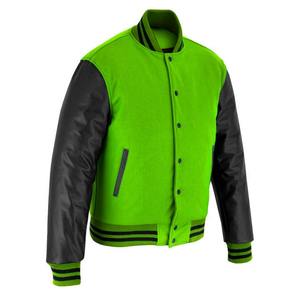 Dernière conception 2025 Veste universitaire Letterman à manches en cuir noir polaire verte pour hommes OEM Stand High Street Wholesale Winter - Product Image 5