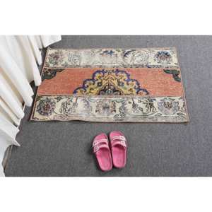 Alfombra Tejida Plana de Lana Naranja y Beige, Diseño de Patchwork Turco para Decoración para Sala de Estar, 4m de Ancho con Respaldo de Látex, 1.9x3ft - Product Image 5