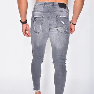 Pantalones de servicio OEM, pantalones vaqueros elásticos con cremallera de lavado, pantalones de lápiz de talla grande para hombre, pantalones vaqueros ajustados informales para Fitness para hombre - Product Image 5