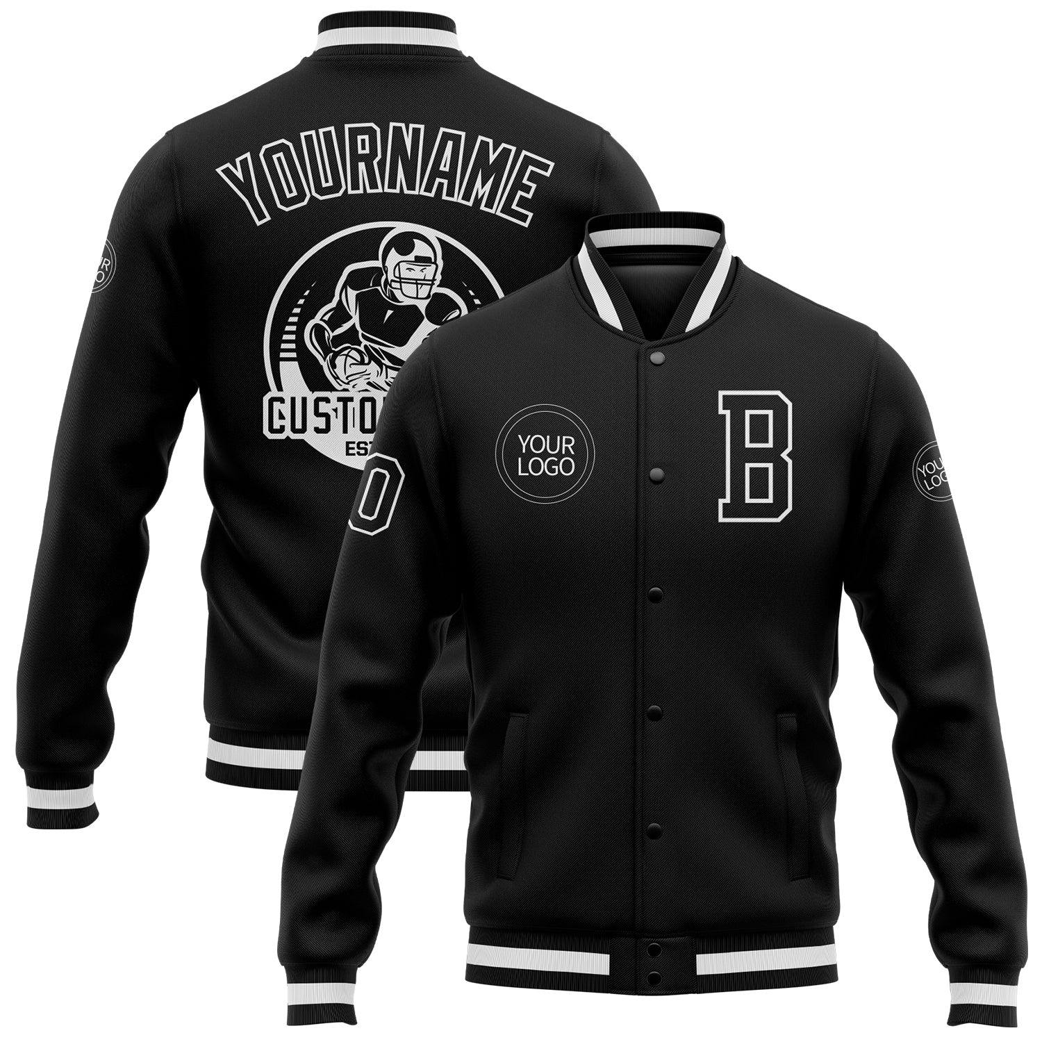 Black Black-White Bomber