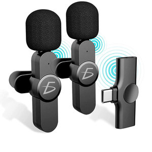 Portable 2-in-1 <b>Wireless</b> Lavalier <b>Microphone</b> for Android Cell Phone Live Streaming - Product Image 3