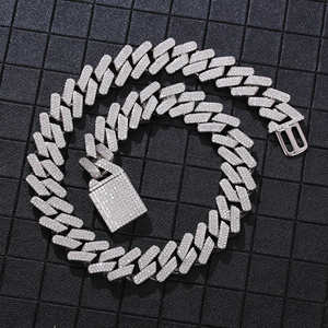 Moissanite Men's Miami Cuban Link Chain Diamonds Round Cut Ice out Prong Chain 925 Sterling Silver - Product Image 5