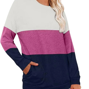 Womens Winter Autumn Tunic Tops Fit Sweatshirt Pullover <b>Shirts</b> Pockets Long Sleeve Neck Stretchy Loose Casual Embroidery Knitted - Product Image 3