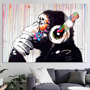 Impresión de arte de graffiti de mono moderno sobre lienzo: elegante decoración de pared, vidrio - Product Image 1