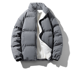 Veste polaire à col montant épais et chaud de grande taille vierge de couleur unie Veste en duvet pour hommes Veste bouffante - Product Image 1
