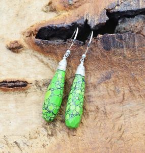 Boucles d'oreilles pendantes en argent sterling 925 vert turquoise, bijoux en pierres précieuses faits à la main, cadeau pour femmes, élégantes - Product Image 2