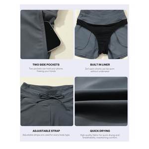 Pantalones cortos de entrenamiento de cintura alta para mujer, pantalones cortos transpirables de doble capa con bolsillos laterales para ocio al aire libre, Fitness, Yoga - Product Image 2