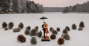 Couple Art Résine Sculpture À La Main Moderne Décor De Table Passionné Amour Statue Parapluie Amoureux Pour La Maison Et Le Bureau - Product Image 2