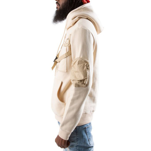 Dec Oem Wholesale Slim Fit Hoodies Unisex Corded Weave Patchwork Cargo Pockets <b>Beige</b> Plain <b>Hoodie</b> DDP Shipping - Product Image 2