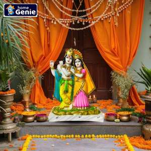 HOME GENIE Radha Krishna Idol | Polyresin Murti para Pooja Room Home Decor & Gift | Estatua espiritual con base de estilo mármol - Product Image 5