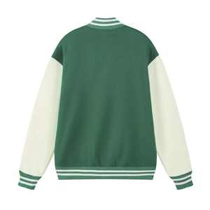 Veste universitaire en cuir avec logo brodé personnalisé en gros, manches en cuir, veste universitaire pour hommes - Product Image 4