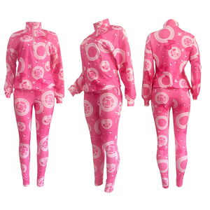 Meilleure vente Nouveau design Survêtement imprimé de haute qualité 100% coton Ensembles de survêtements sublimés deux pièces pour femmes Respirant OEM - Product Image 5