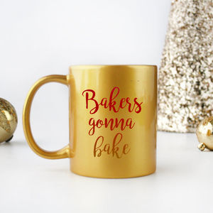 Taza Navideña Dorada y Plateada para Panaderos - Product Image 1