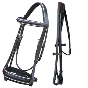 Adjustable Cow Leather Horse Dressage Bridle Reins New Western Style Soft Padding Durable Racing Headcollar <b>Equestrian</b> Product - Product Image 4