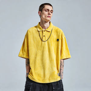 เสื้อโอเวอร์ไซส์ทรงหลวมสไตล์สตรีทสำหรับผู้ชาย ผ้าซักย้อมสีแบบ Acid Wash ระบายอากาศ แห้งเร็ว เหมาะสำหรับใส่ลำลองในฤดูร้อน - Product Image 6