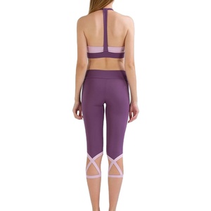 Ensemble de sport pour femmes en 2 pièces, couleur unie, 100% coton, tissu en toile écologique respirant, ensemble de yoga pour femmes - Product Image 4