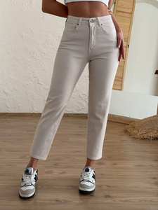 Women's Eco-Friendly Medium Wash Comfortable Fit Mid-Waist Straight Jeans High Quality <b>Denim</b> Breathable <b>Stretch</b> <b>Fabric</b> Casual - Product Image 6