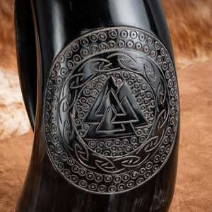 Top à la mode sculpté à la main en corne naturelle tasses à boire grande taille avec base en bois laque sans danger pour les aliments Style animal fait à la main et poli - Product Image 2