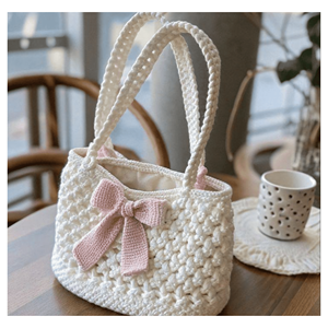 Sac en crochet, fil de coton, sac de marché en filet pour les courses, les pique-niques, le transport et les courses quotidiennes, artisanat vietnamien - Product Image 3