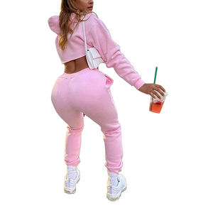 ชุดเสื้อฮู้ดกันหนาวสำหรับผู้หญิงชุดเสื้อครอปแบบมีฮู้ดสำหรับออกกำลังกายที่อบอุ่นและสบายมีฉลากตามสั่งและมีสไตล์ - Product Image 3