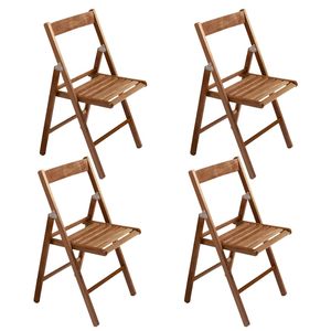 Sedie da pranzo pieghevoli in legno di faggio 42x40x78 cm Color noce per interni/esterni pieghevoli senza braccioli 4 pezzi - Product Image 1