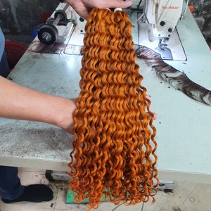 Máquina de cabello crudo vietnamita, paquetes rizados no Remy de trama doble, extensiones de cabello humano de alta calidad de Color naranja y jengibre - Product Image 3