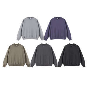 Haute qualité hommes mode poids lourd 420 grammes lavé éponge à capuche couleur unie en détresse pull o-cou sweat - Product Image 6