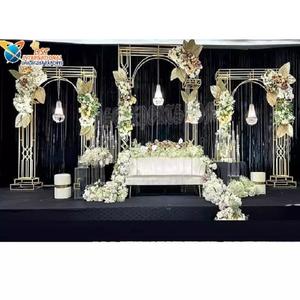Decoración de Boda Fusion, Fondo Dorado, Arcos Metálicos, Boda Inglesa, Evento, Venta Caliente, Ligero, Tamaño Personalizado, Boda Occidental - Product Image 1