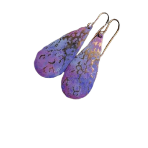 2024 or martelé mixte métal bleu boucles d'oreilles deux tons goutte boucles d'oreilles pendantes cercle d'or boucles d'oreilles suspendues bijoux industriels - Product Image 1