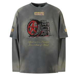 Meilleure vente en gros prix Logo personnalisé imprimé Style tendance poids lourd surdimensionné Double couche manches longues hommes t-shirt - Product Image 3