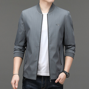 แจ็กเก็ตลำลองคอตั้งแบบบางสำหรับผู้ชาย2024ออกแบบโลโก้ได้ตามต้องการสำหรับฤดูใบไม้ผลิและฤดูใบไม้ร่วง - Product Image 4